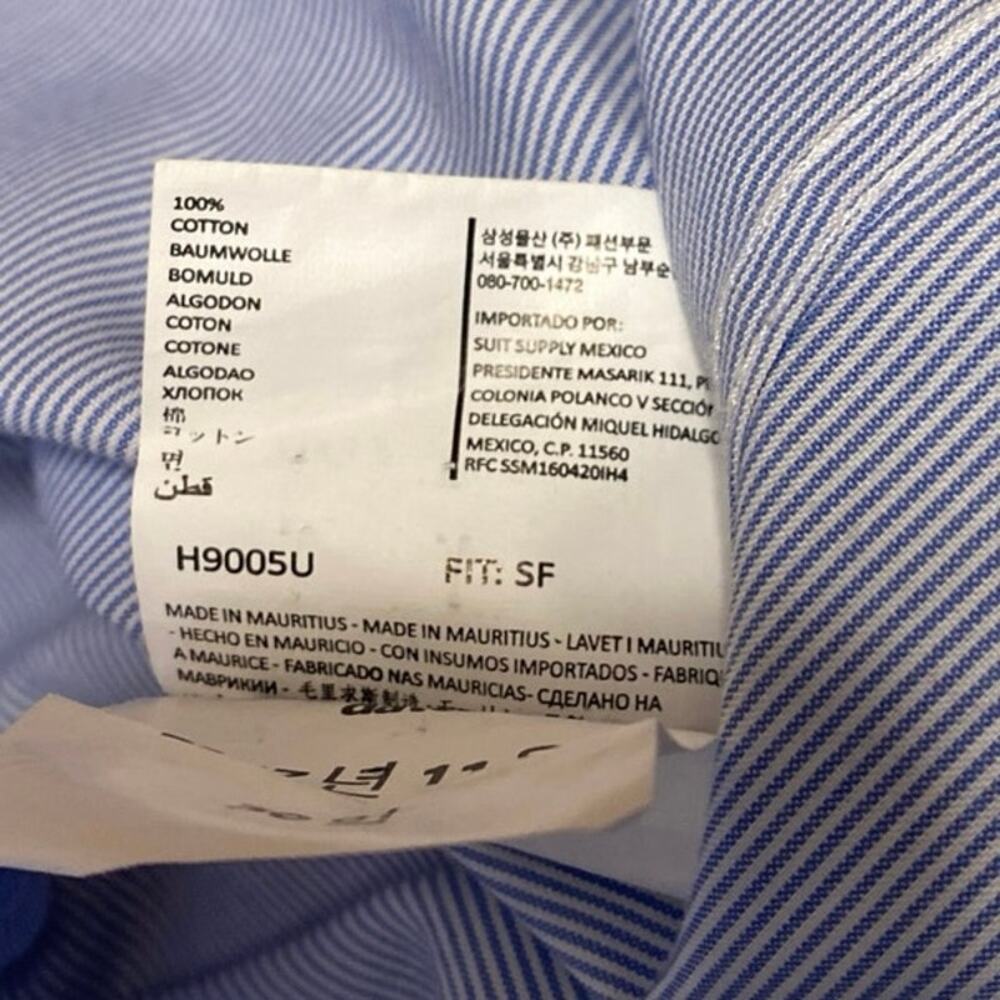 Suitsupply Traveler Men's Blue Long Sleeve Collar Button Down Shirt Top Sz 41/16 - Picture 4 of 4